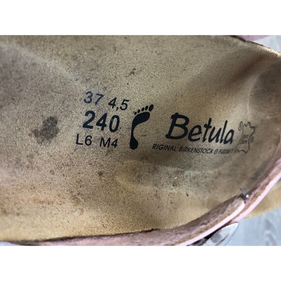 Birkenstock Betula Womens Sandal Pink Leather Cork Orthopedic Slip On Arch Shoes - Picture 6 of 6